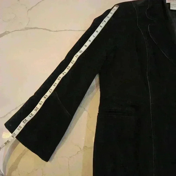 Newport News Womens Suede Leather Blazer Jacket Bell Sleeves Black Size 20W - Picture 10 of 13